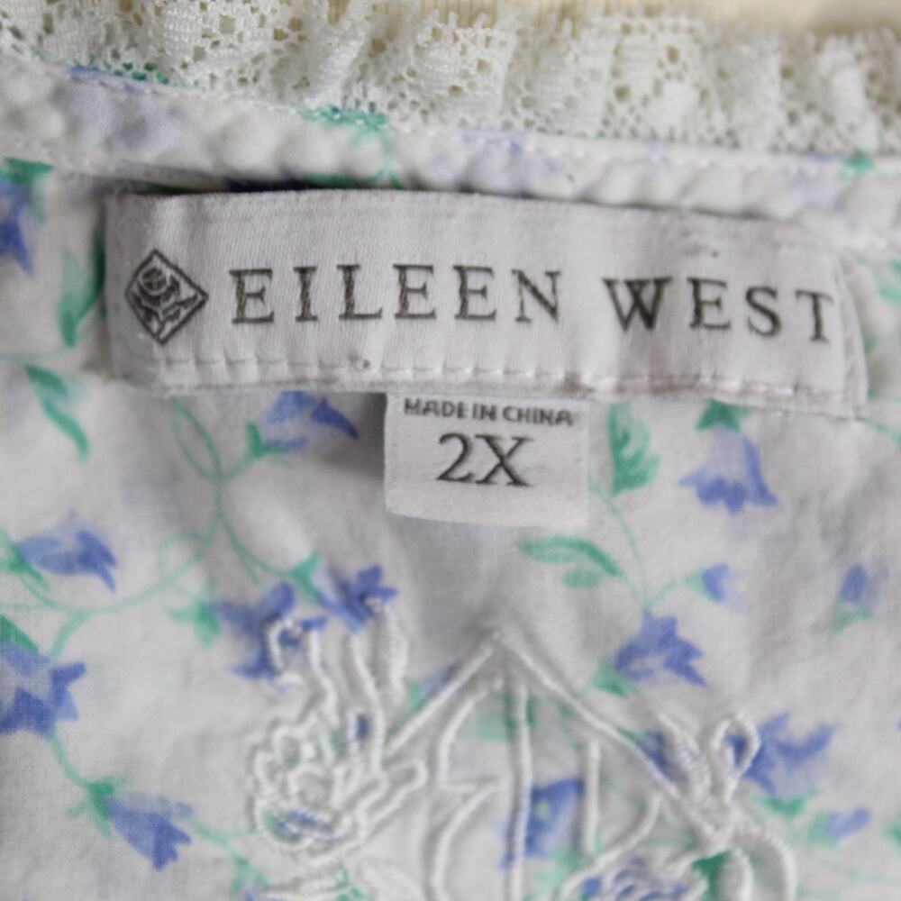 Eileen West Nightgown Womens 2x White Purple Sleeveless Lace Trim Pajamas - Picture 10 of 11